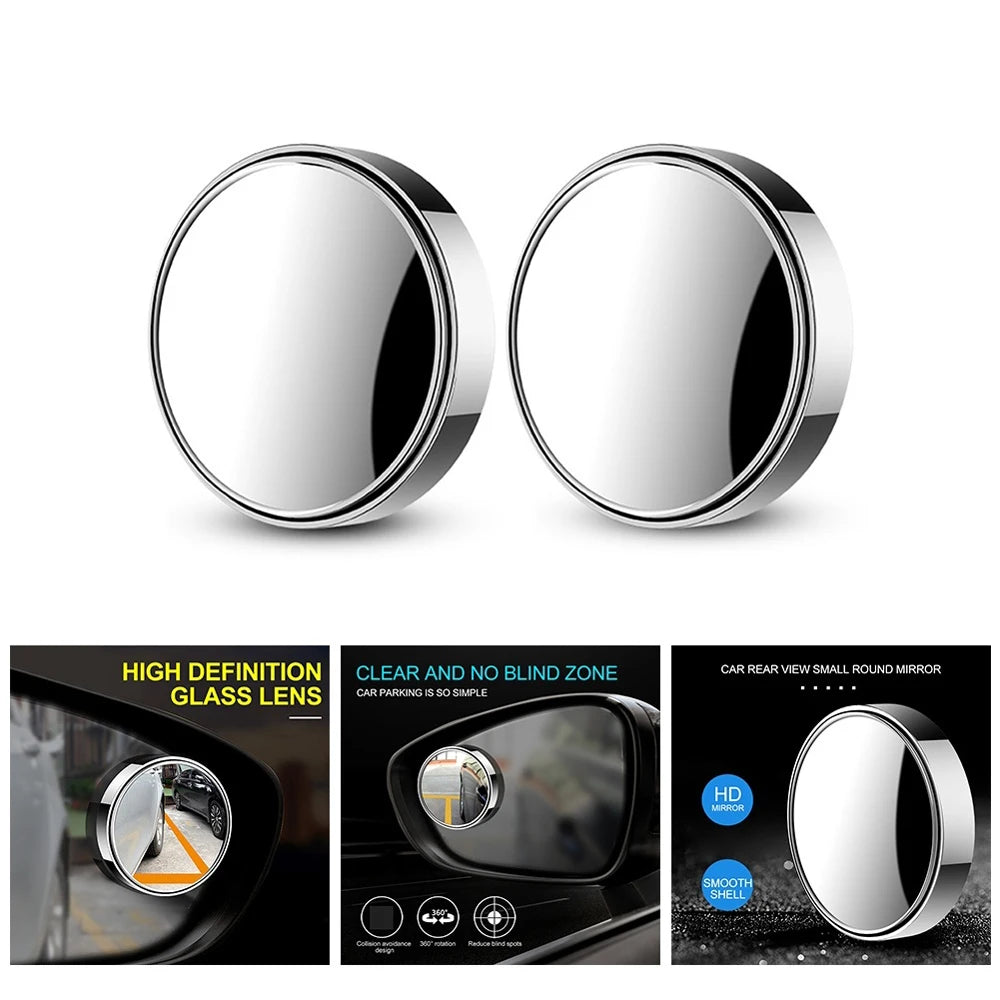 360 Degree Adjustable Blind Spot Mirror Car Auxiliary Rearview Convex Round Premium Automotive Accessory