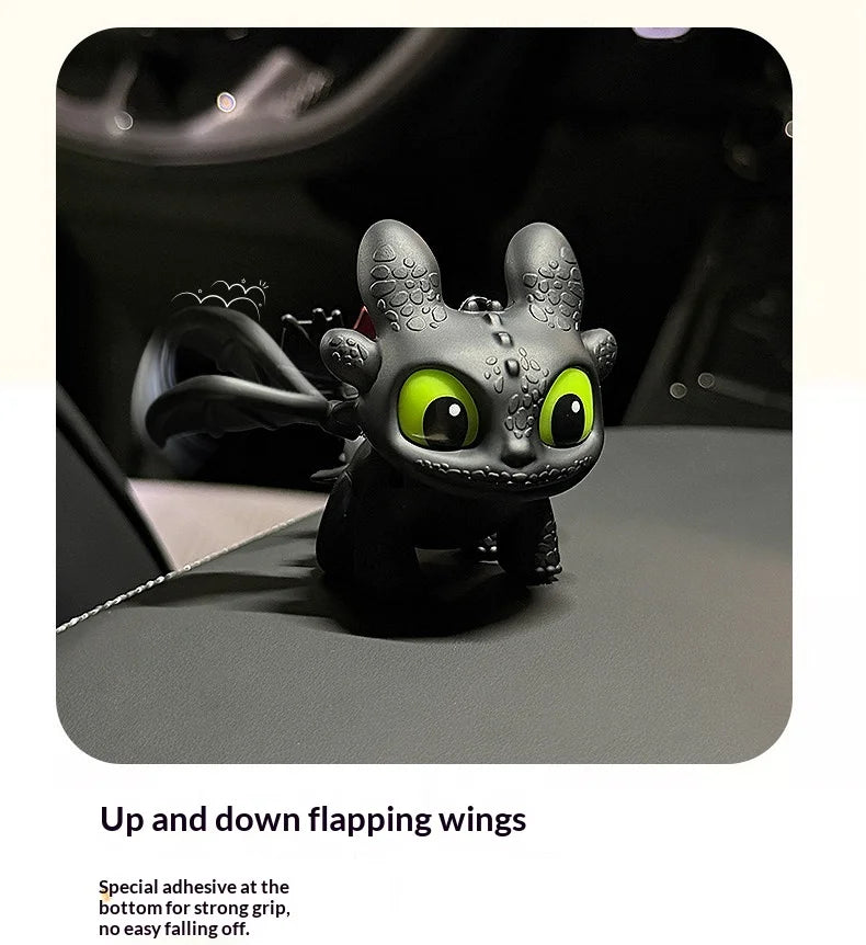 Genuine Cute Glowing Toothless Car Interior Ornament, Night Fury Wings Can Move Premium Automotive Accessory