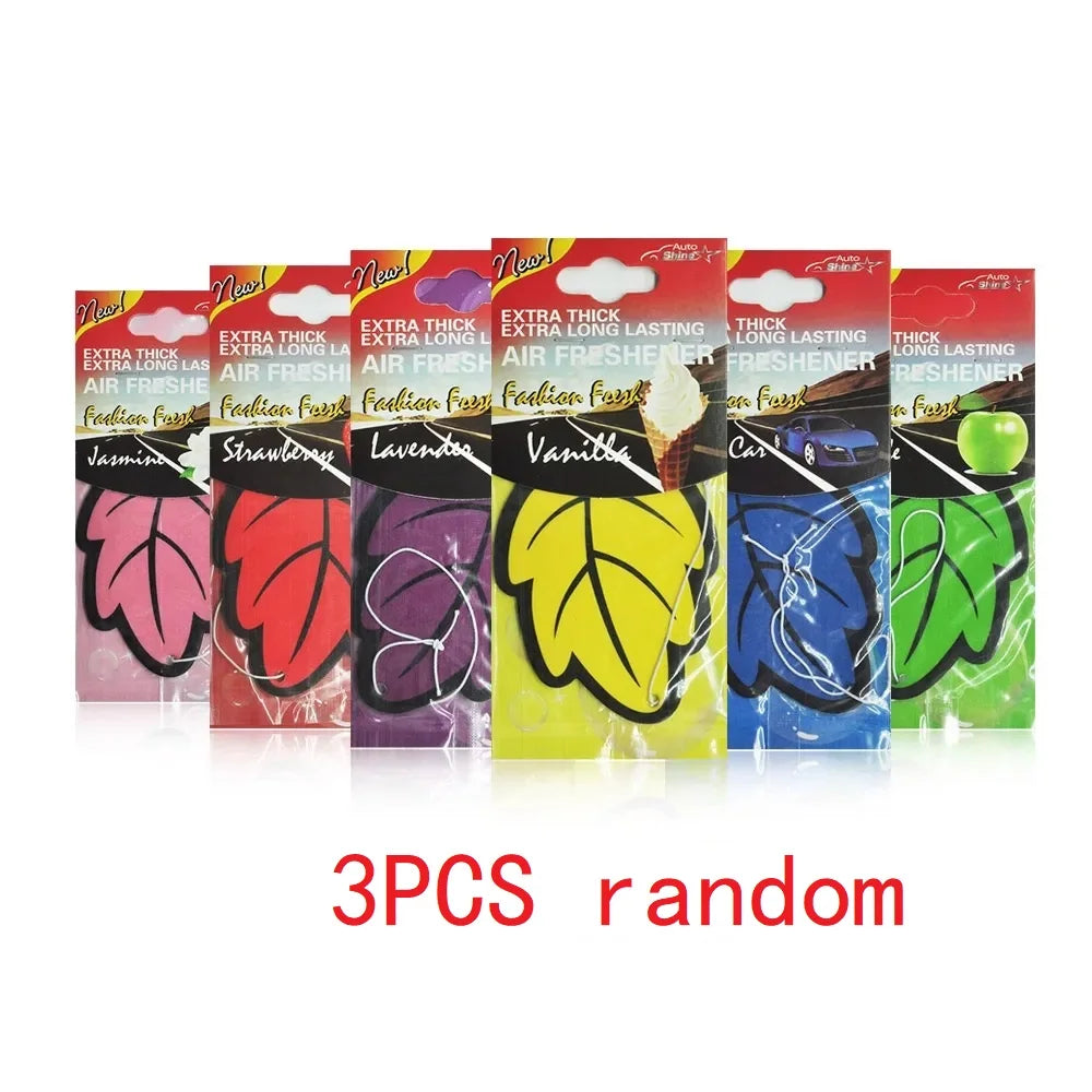 3-60pcs Car Air Freshener Natural Scented Tea Paper Auto Hanging Vanilla Perfume