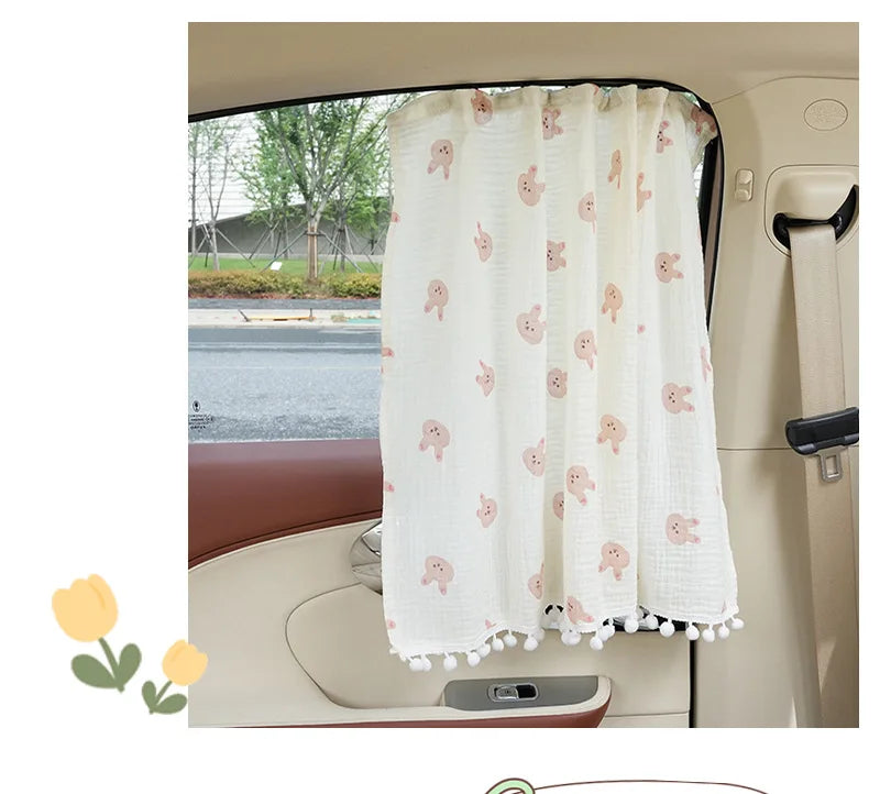 Cartoon Car Curtains Car Sunshade Side Curtains Embedded Rail Car with Sun