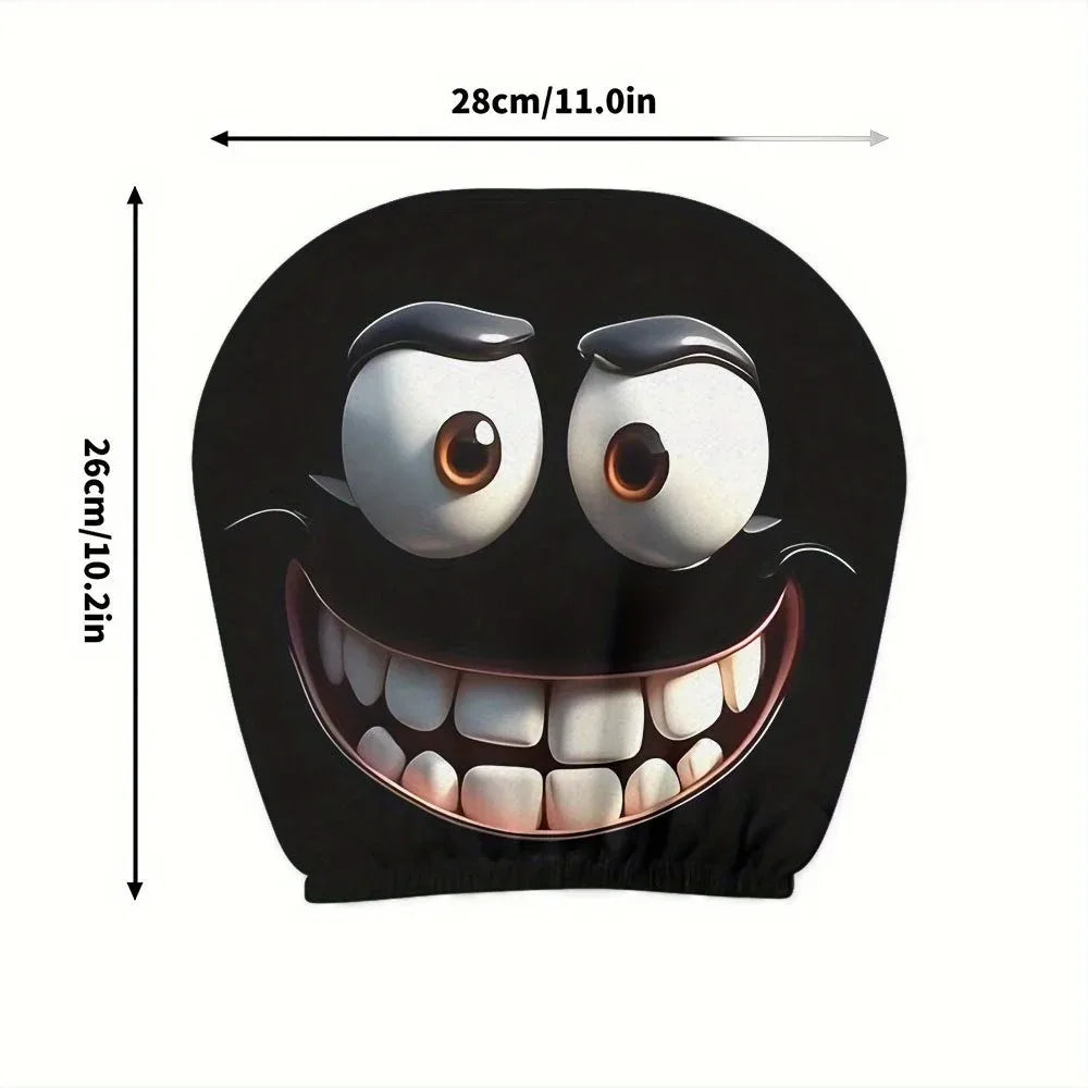 2 pcs Cartoon Face Printed Car Pillowcase Soft Comfortable Decorative Cushion