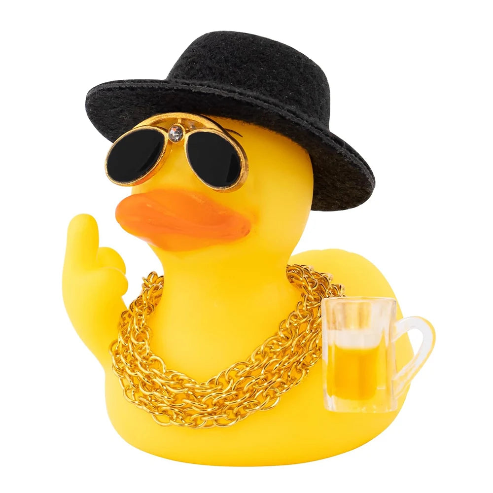 Rubber Middle Finger Duck Car Ornament Funny Office Gift Dashboard Decoration Premium Automotive Accessory