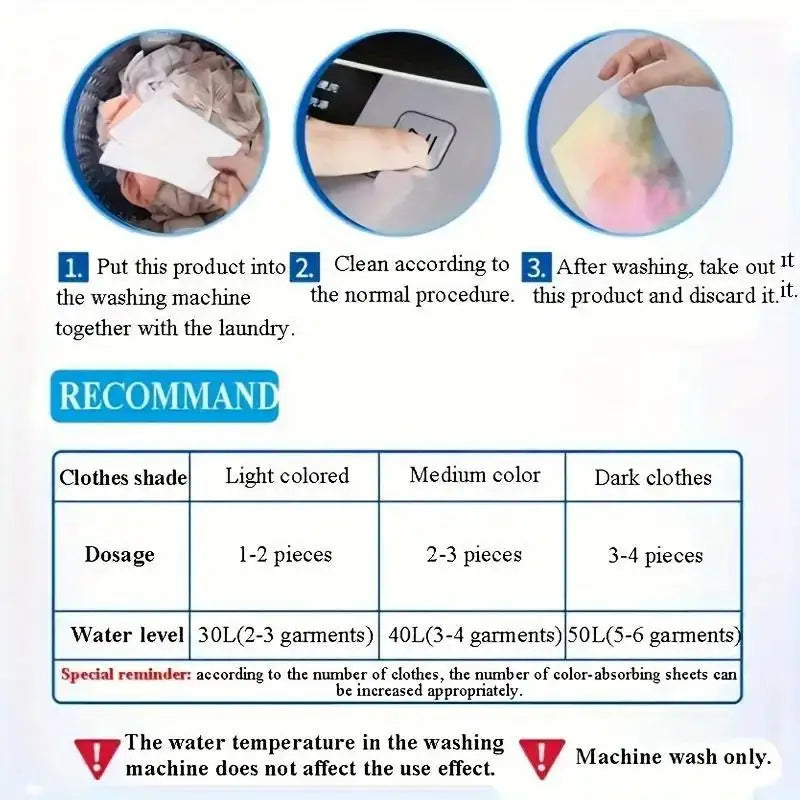 Lot of 50 Color Dye-Resistant Cloth for Laundry Mixed Anti-Penetration and Fade Protection Universal
