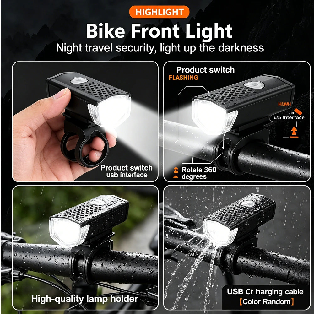 Ourdoor Bicycle Front Light Bright Bike Led Flashlight Bicycle Lantern USB Rechargeable MTB Bike Rear Lamp For Cycling Headlight