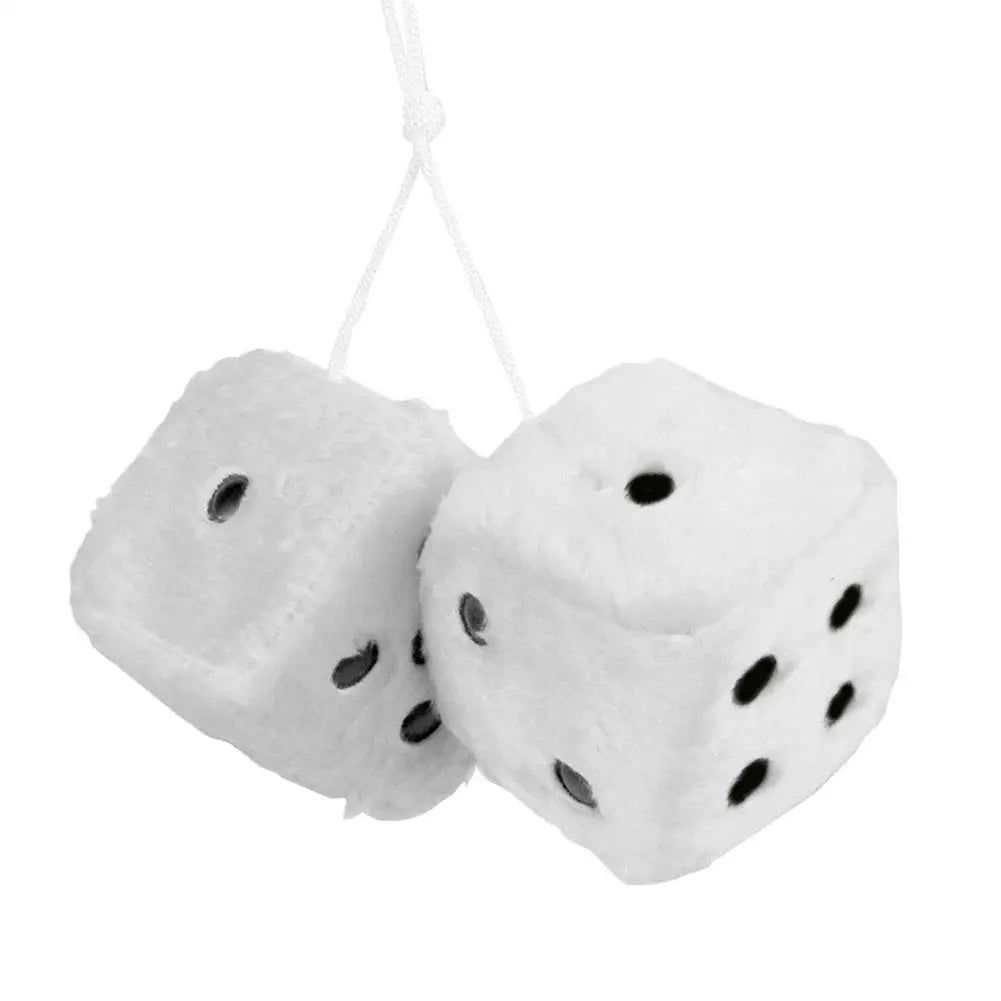 Big Long Hair Hot Stamping Dot Dice Plush Toy Cube Pendant Car Ornament Sieve Premium Automotive Accessory