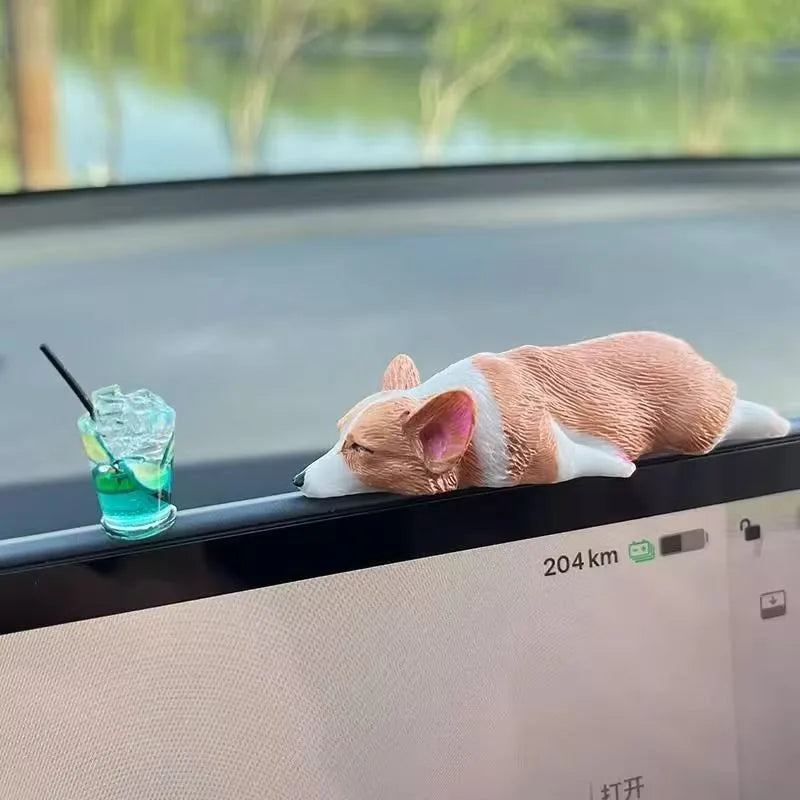 Car Dashboard Dog Toys Accessories Decorate Exquisite Mini Corgi Resin Doll Premium Automotive Accessory
