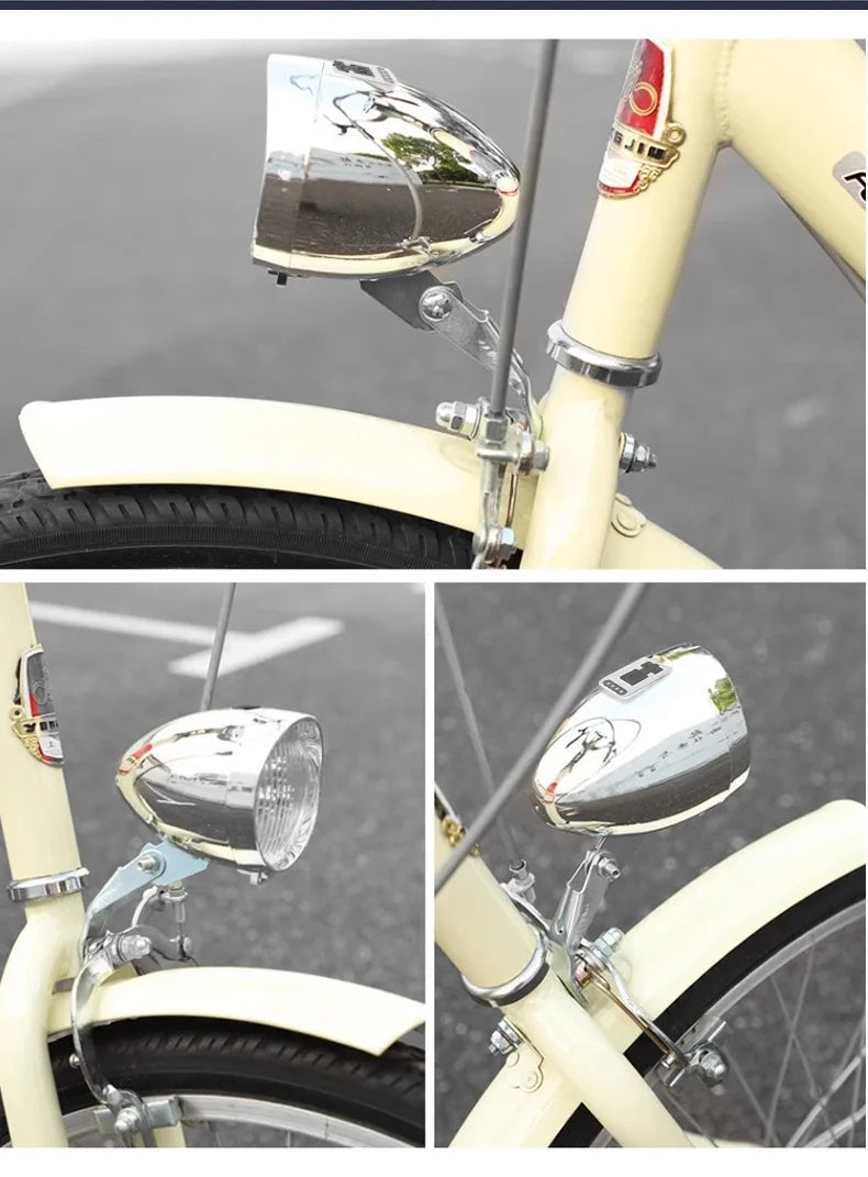 Retro Bike Headlight Type-C Rechargeable Classic Mountain Bicycle Front Light 3 LED MTB Road Bike Headlamp Cycling Accessories