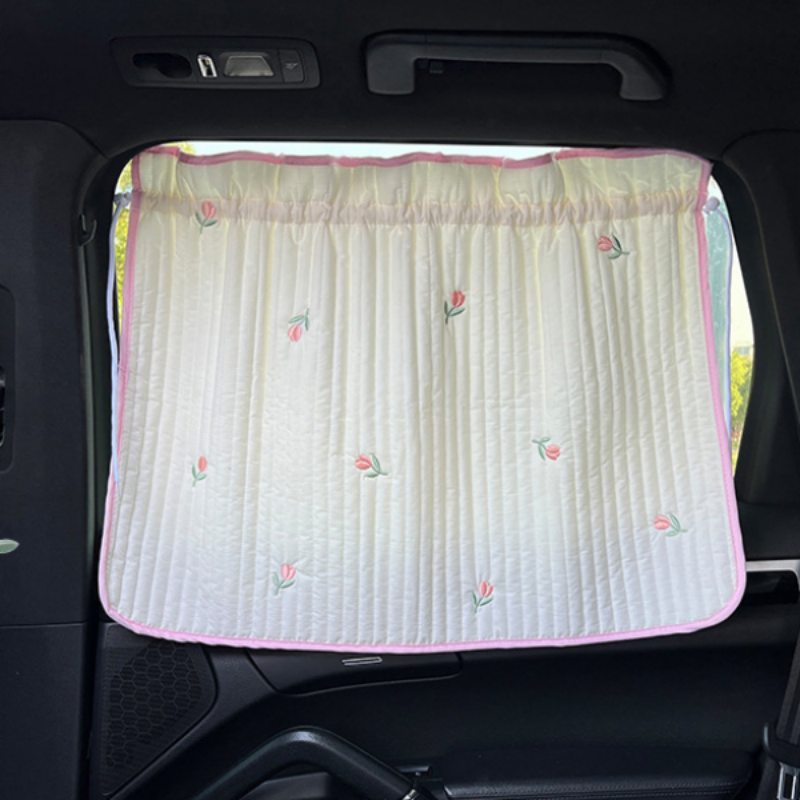 Cute Cartoon Embroidered Thickened Cotton Baby Car Window Sunshade Cover UV