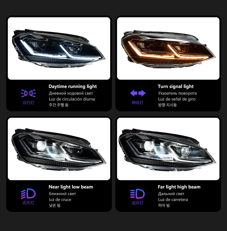 AKD Car Styling for VW Golf 7 MK7 LED Headlight 2013-2016 Golf7 DRL Dynamic Signal Head Lamp Projector Automotive Accessories