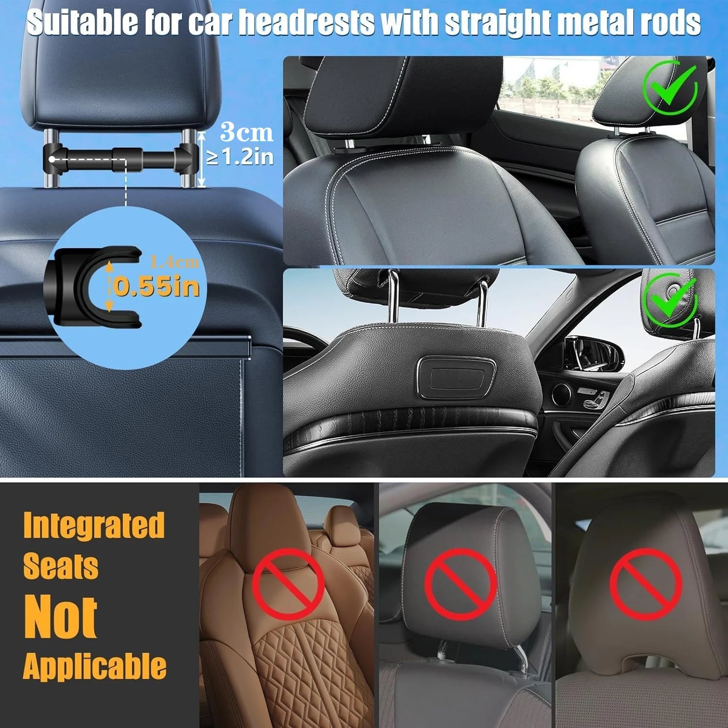 Car Tablet Holder Headrest Mount Stand Cradle Compatible Interior Protector Auto