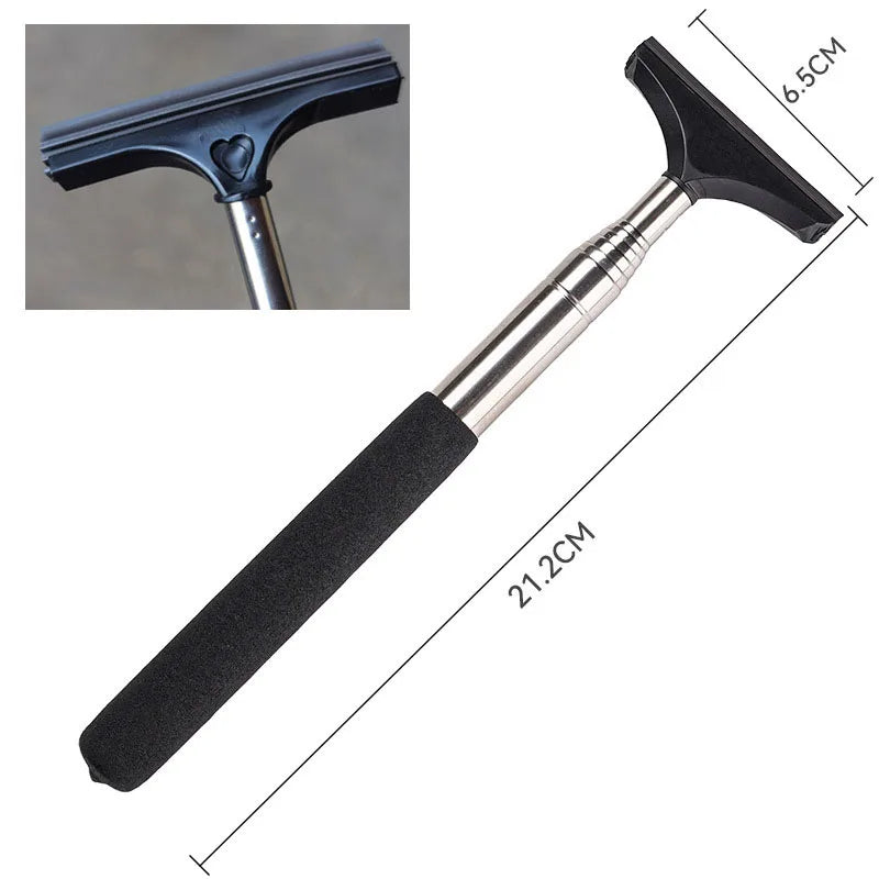 Car Rearview Mirror Wiper Telescopic Handle Durable Stainless Auto Glass Premium Automotive Accessory