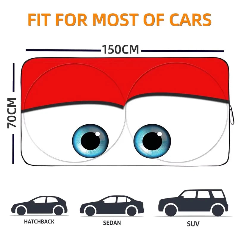 Cartoon Eyes parasol Car Sunshade Umbrella Solar Protection Front Window Shade