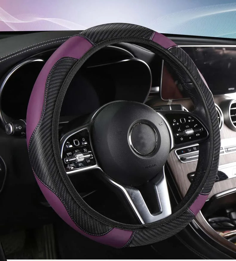 Car Steering Wheel Cover Breathable Anti Slip PU Leather Steering Covers