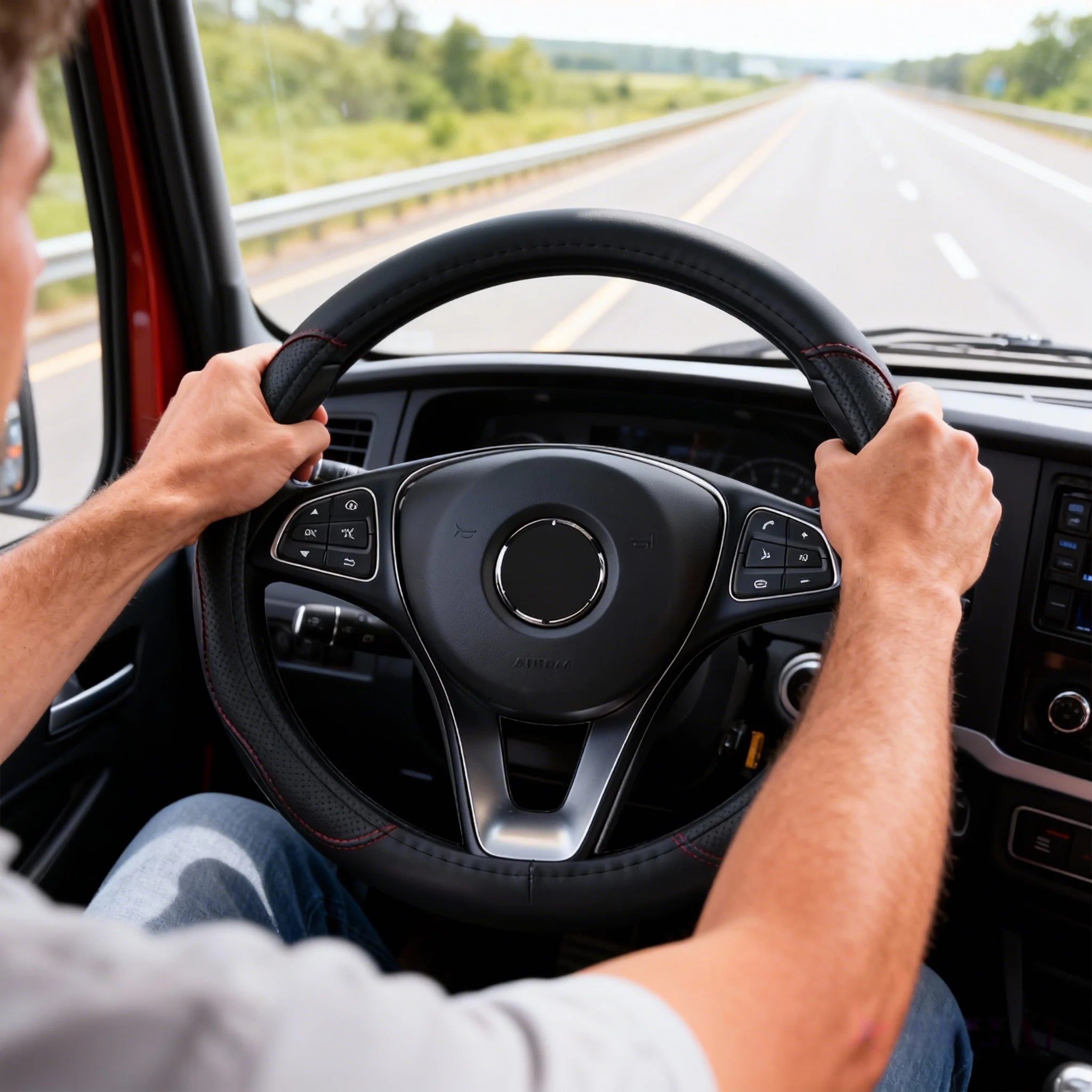Truck steering wheel protective cover 40-50cm 16-20 "PU leather wear-resistant