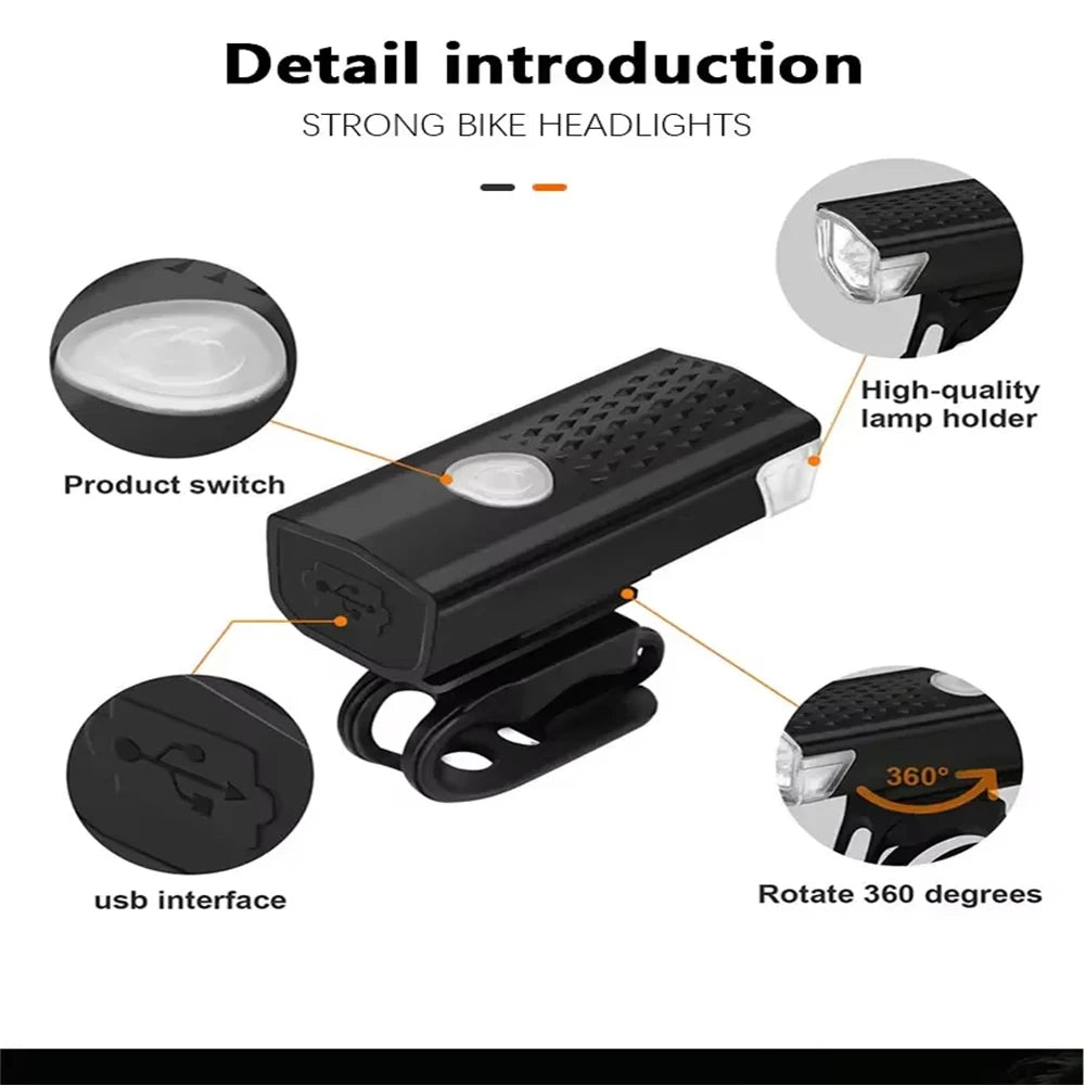 Ourdoor Bicycle Front Light Bright Bike Led Flashlight Bicycle Lantern USB Rechargeable MTB Bike Rear Lamp For Cycling Headlight