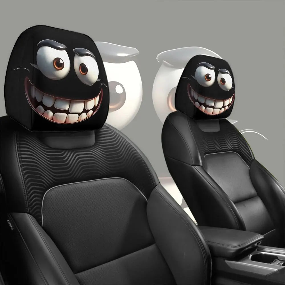2pcs Smiley Face Printed Car Pillowcase Soft Comfortable Decorative Cushion