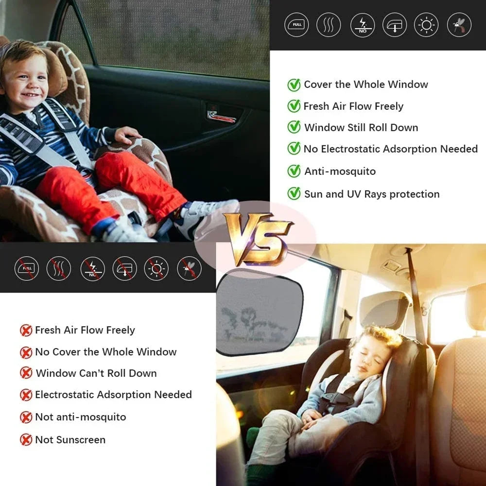 Car Window Shade Mesh 2 or 4 pcs screen window set premium window sunshade breat