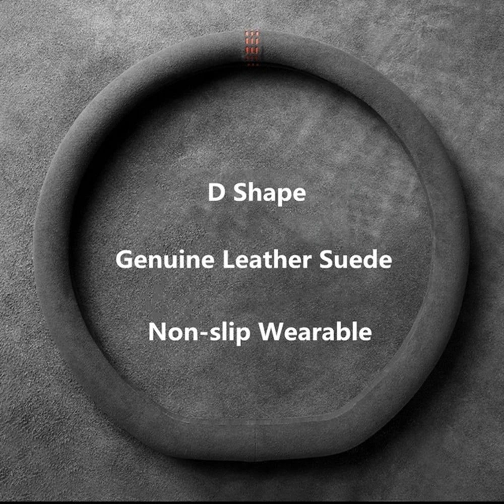 Car Steering Wheel Covers Cowhide Suede Steering Wheel Cover Wrap Universal