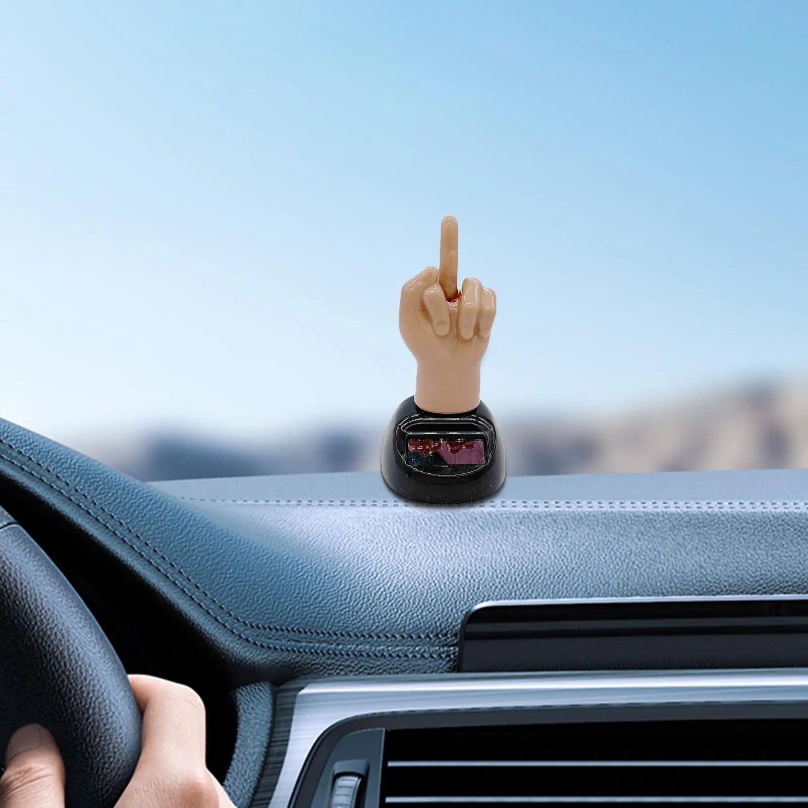 Creative Finger Solar Powered Shaking Car Ornament Funny Dashboard Decoration Premium Automotive Accessory