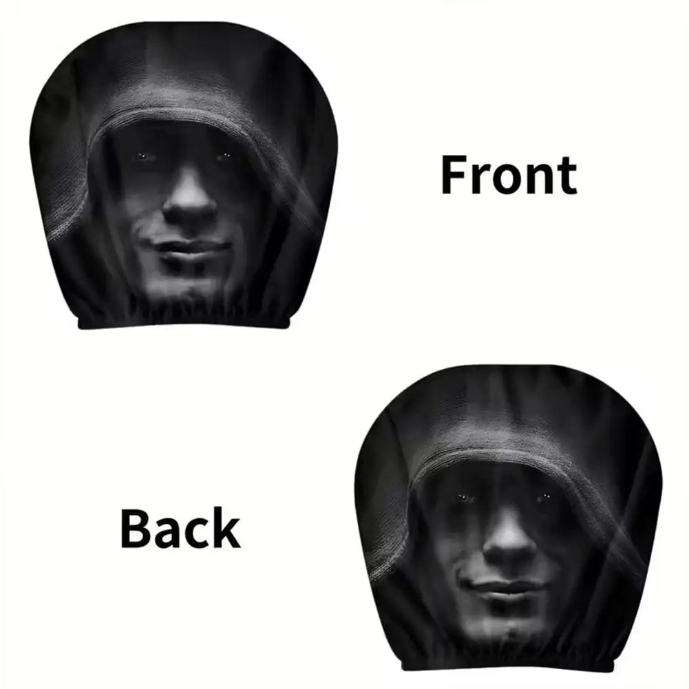 1 Pair High quality Universal Fit Car Headrest Covers Funny Mysterious Printed