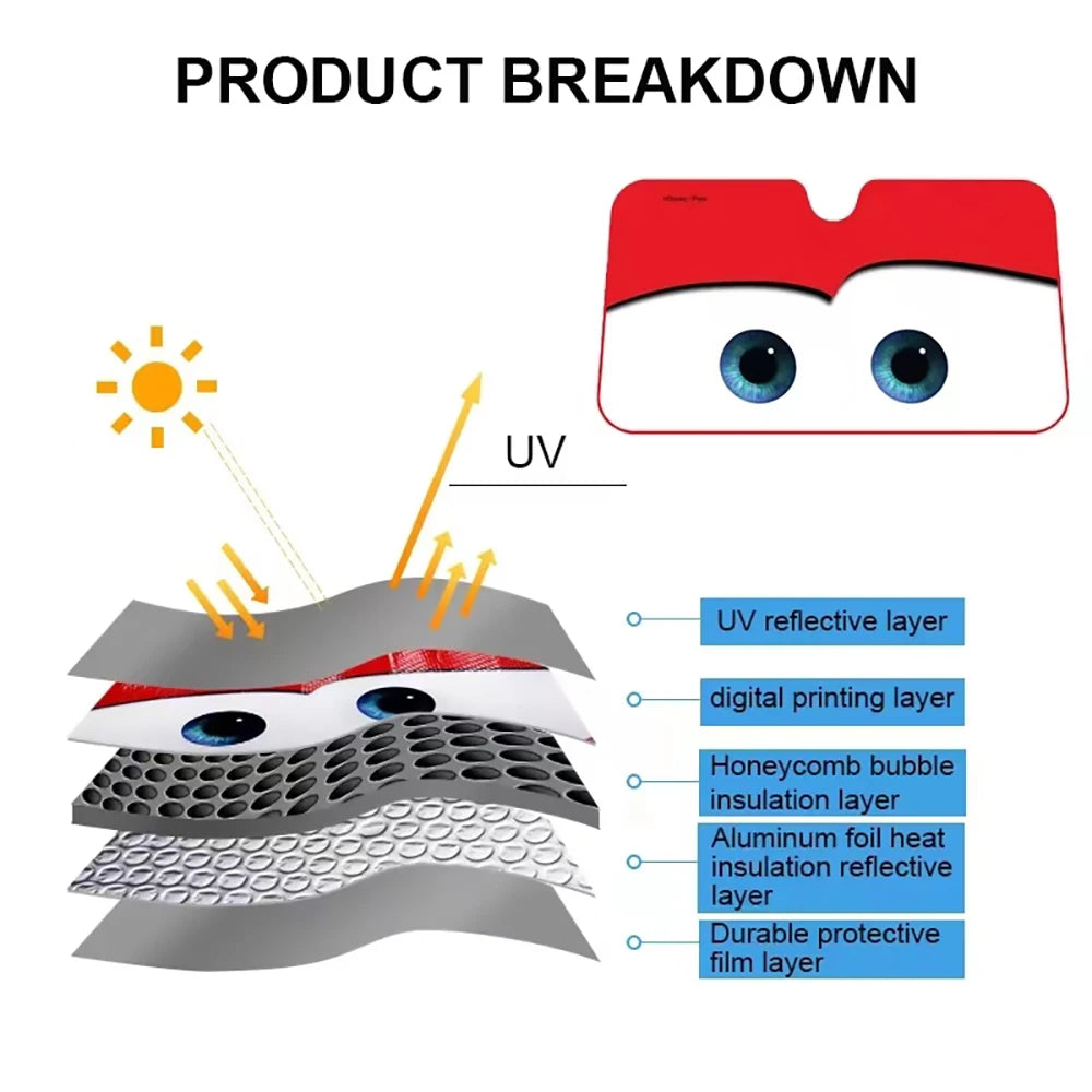 Car Solar Protection 4 Colors Eyes Heated Windshield Sunshade Car Window