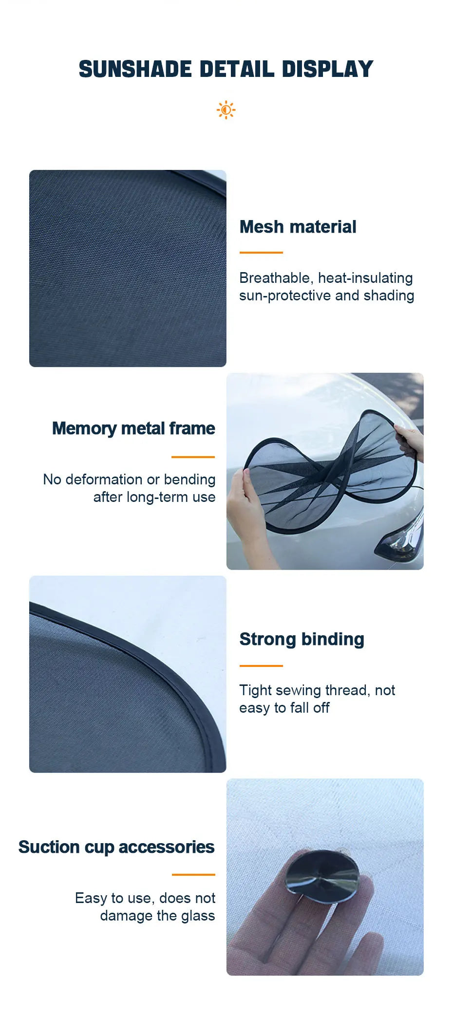 Car Sun Shade Side Window Curtain Front Rear Window Sunshade Summer UV Blocking