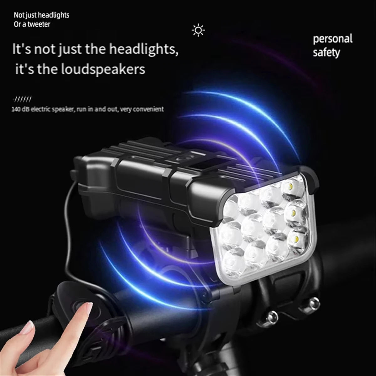Bicycle Front Rear Light 1800mAh LED Bike Light 6500K Bike Head Lamp Flashlight 360 Rotation 500LM with Horn Bicycle Accessories