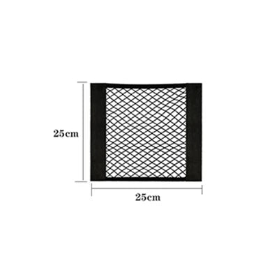 Car Seat Back Organizer Trunk Net Mesh Pocket Elastic String Magic Sticker