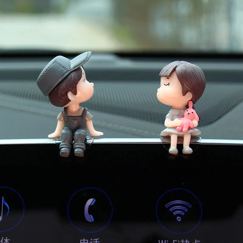 Cute Cartoon Couples Car Decoration Accessories Romantic Figurines Balloon Premium Automotive Accessory