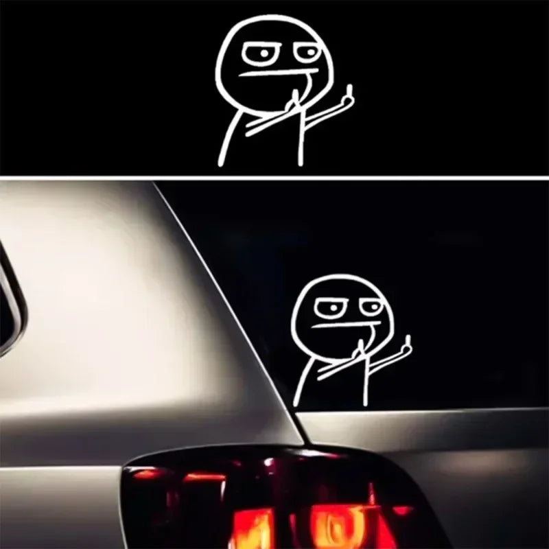 Funny Middle Finger Troll Face Meme 5PCS Stickers for Bumper Art Kid Decorations Premium Automotive Accessory