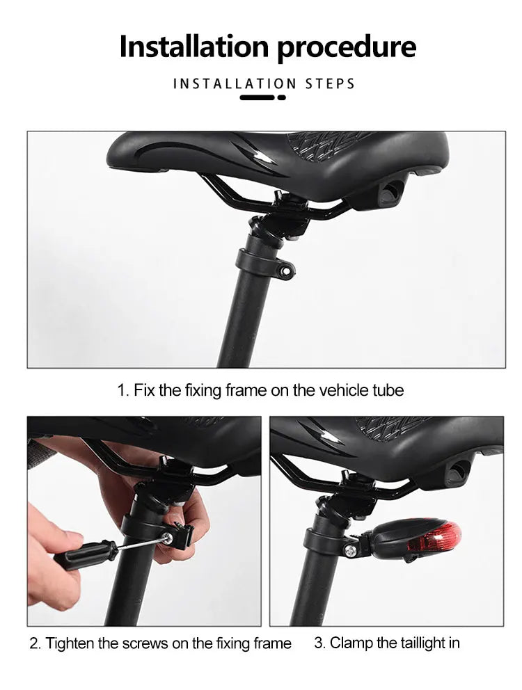 5 LED Bicycle Tail Lamp Night Riding Red Safety Warning Light Bike Tail Light Waterproof Outdoor Cycling Taillights