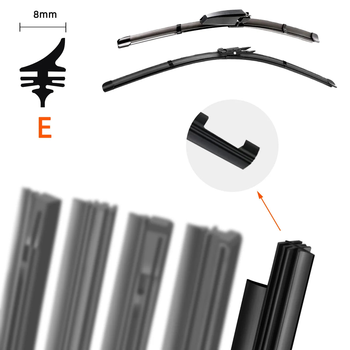 Car Wiper Rubber Strips Refill Blade Replacement Parts All Types Seasons Premium Automotive Accessory