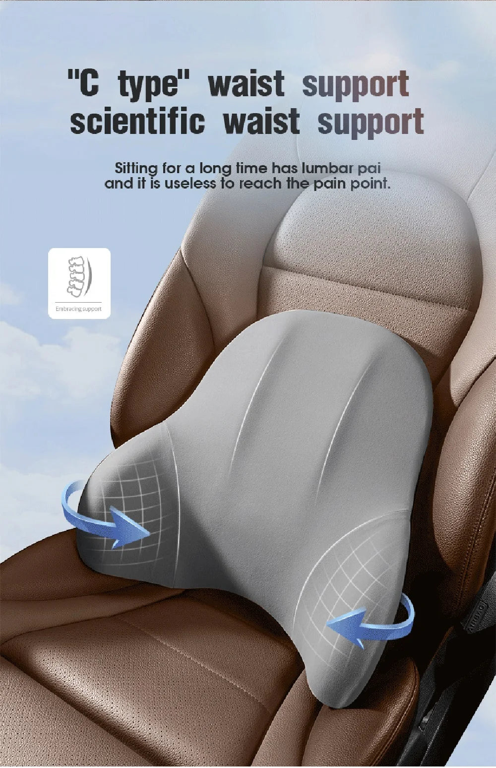 Car Neck Pillow Memory Foam Protective Lumbar Back Support Breathable SUV Truck