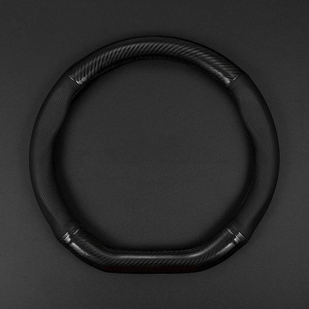 Universal Car Steering Wheel Cover Carbon Fiber Leather D shape O Shape