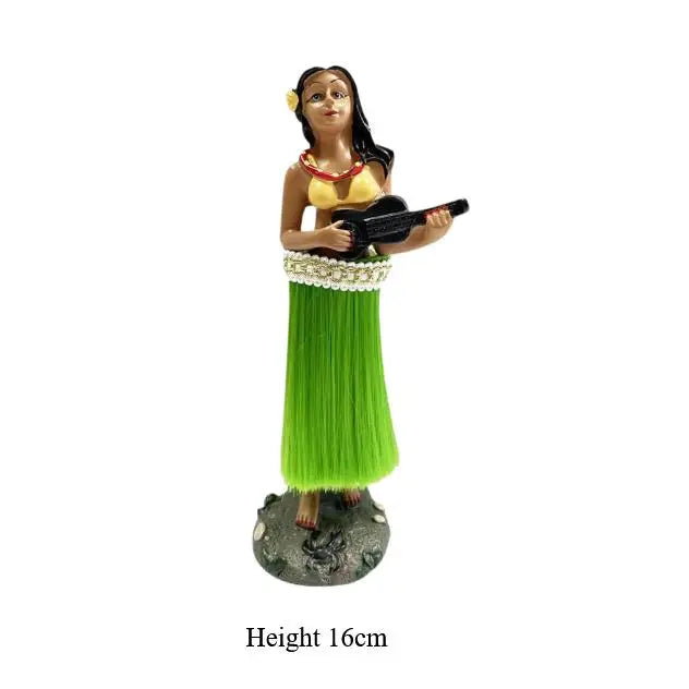 Hawaiian Dashboard Doll with Guitar Party 16cm Driver Decorations Souvenir Premium Automotive Accessory