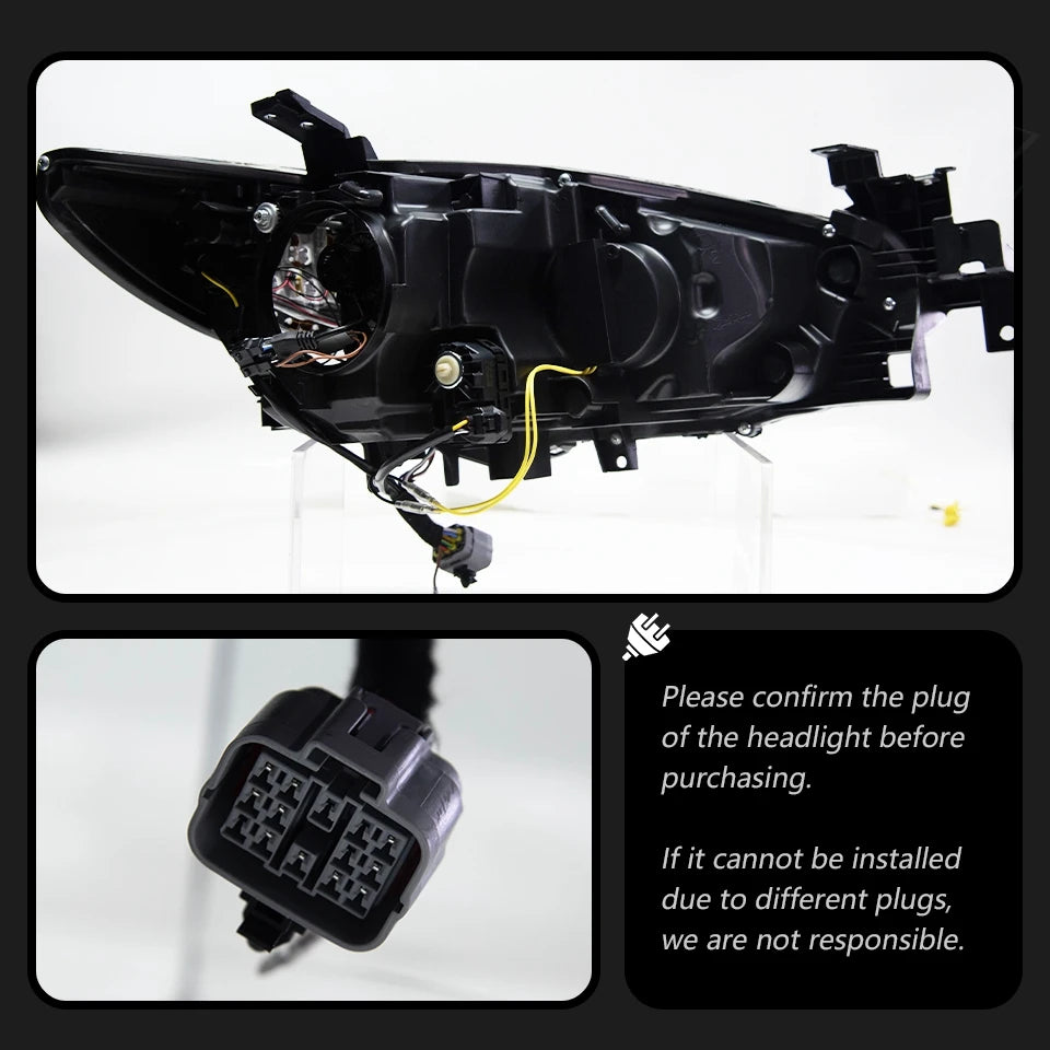Head Lamp For Mazda 6 Atenza 2013-2017 Mustang Headlights Fog Light Day Running Light DRL H7 LED Bi Xenon Bulb Car Accessory