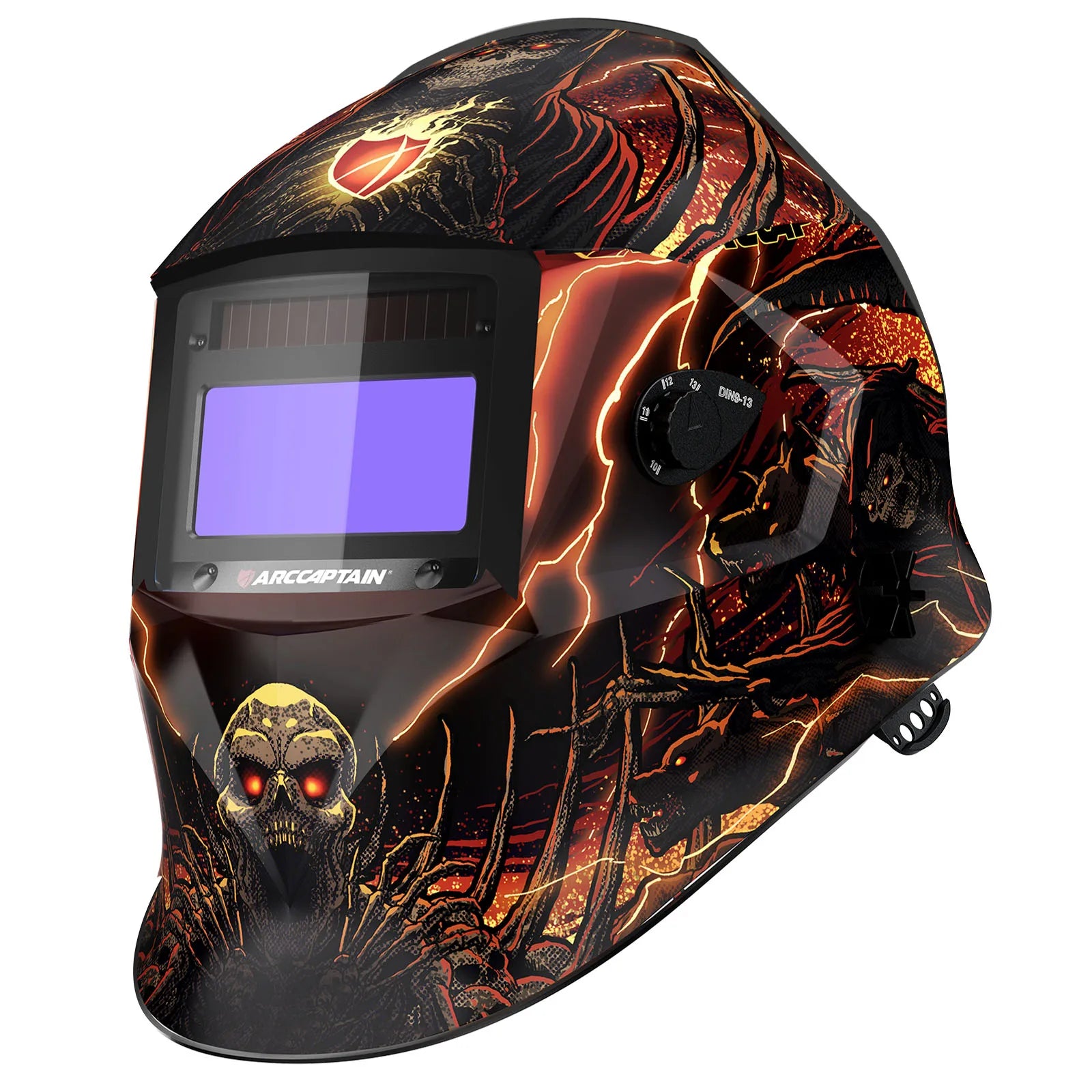 ARCCAPTAIN Welding Helmet Auto Darkening 1/1/1/1 Solar Powered 4 Arc Sensor 1/25000s Welding Hood Face Mask For MIG MAG ARC TIG