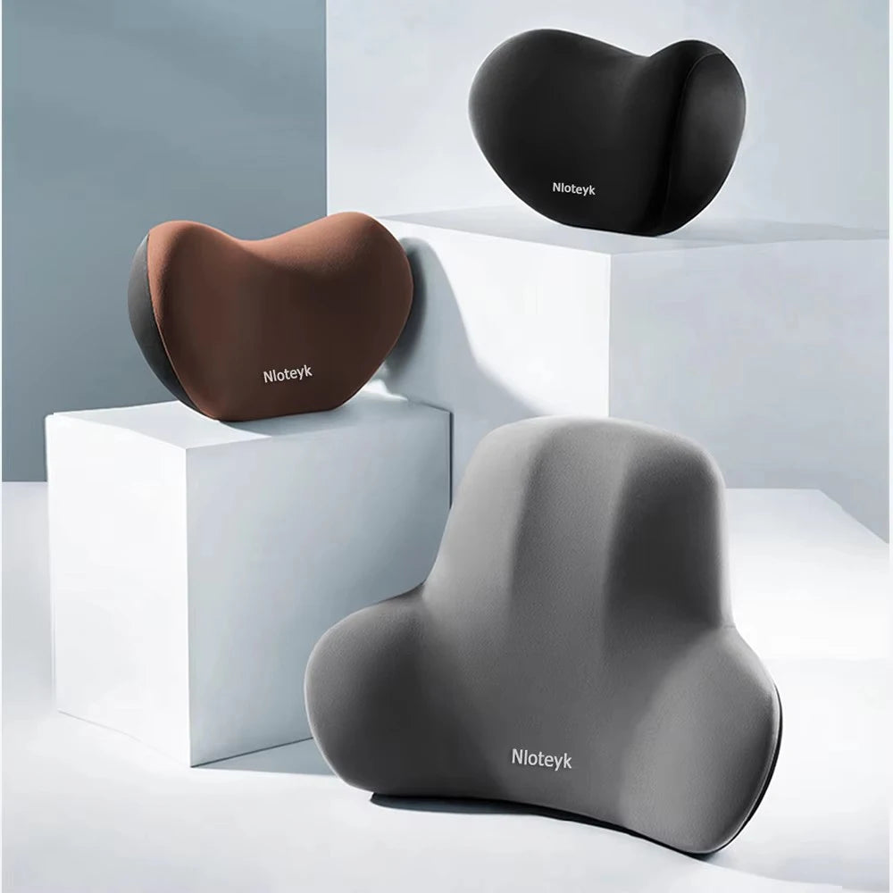 Car Neck Pillow Memory Foam Protective Lumbar Back Support Breathable SUV Truck