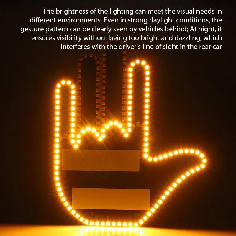 Funny Car Finger Gesture Light Multi-function Warning Tip Anti-Tailgating Premium Automotive Accessory