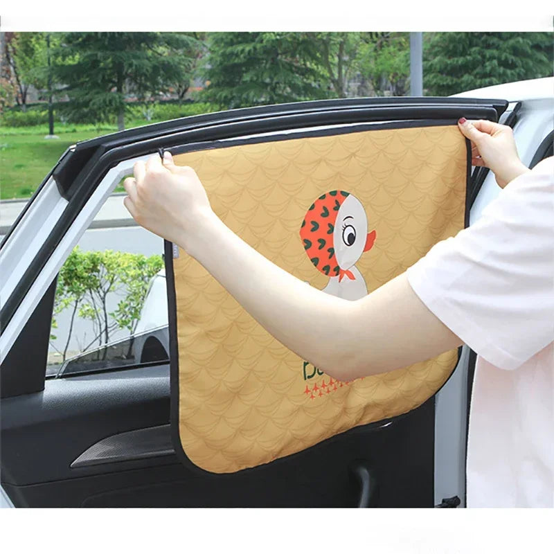 Cartoon Universal Side Window Sunshade UV Protection For Baby Children Car