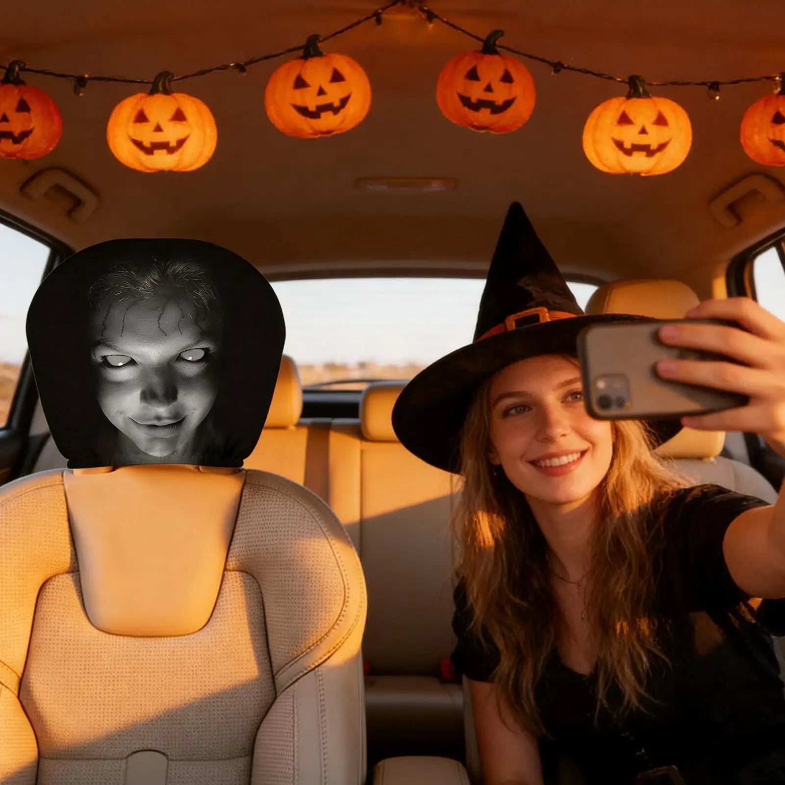 Car Headrest Cover Funny Auto Interior Supplies Head Rest Protector Vehicle