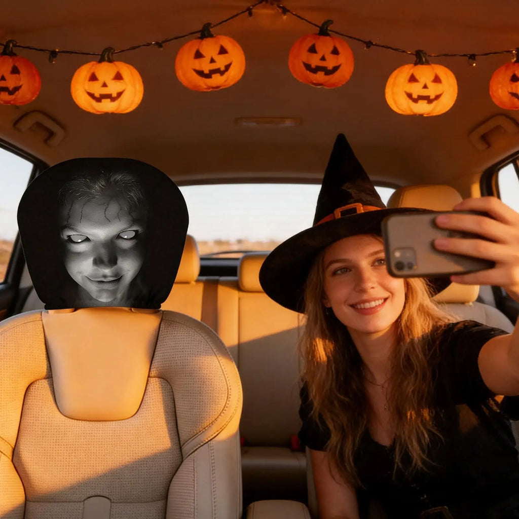 Car Headrest Cover Funny Auto Interior Supplies Head Rest Protector Vehicle