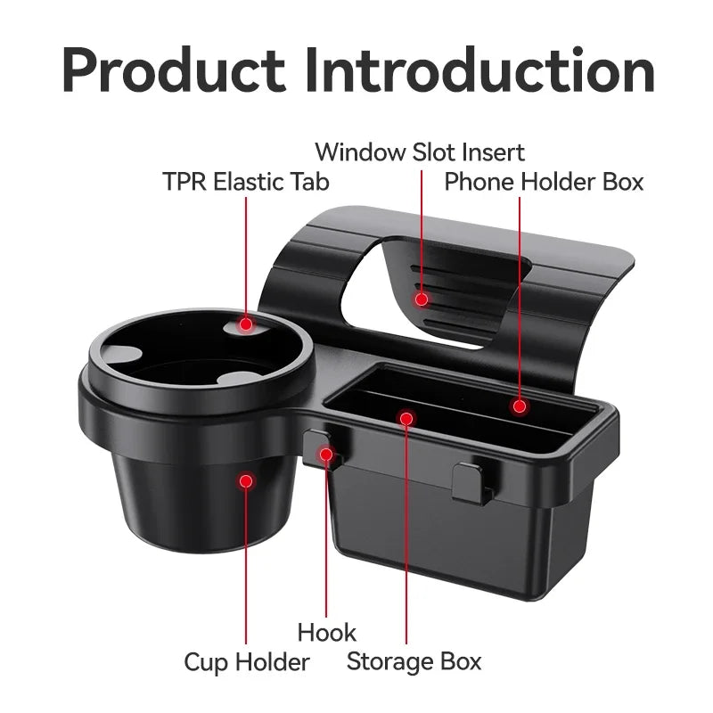 Car Cup Stand Phone Holder Mount Tray Side Door Window Storage Barrel Pocket