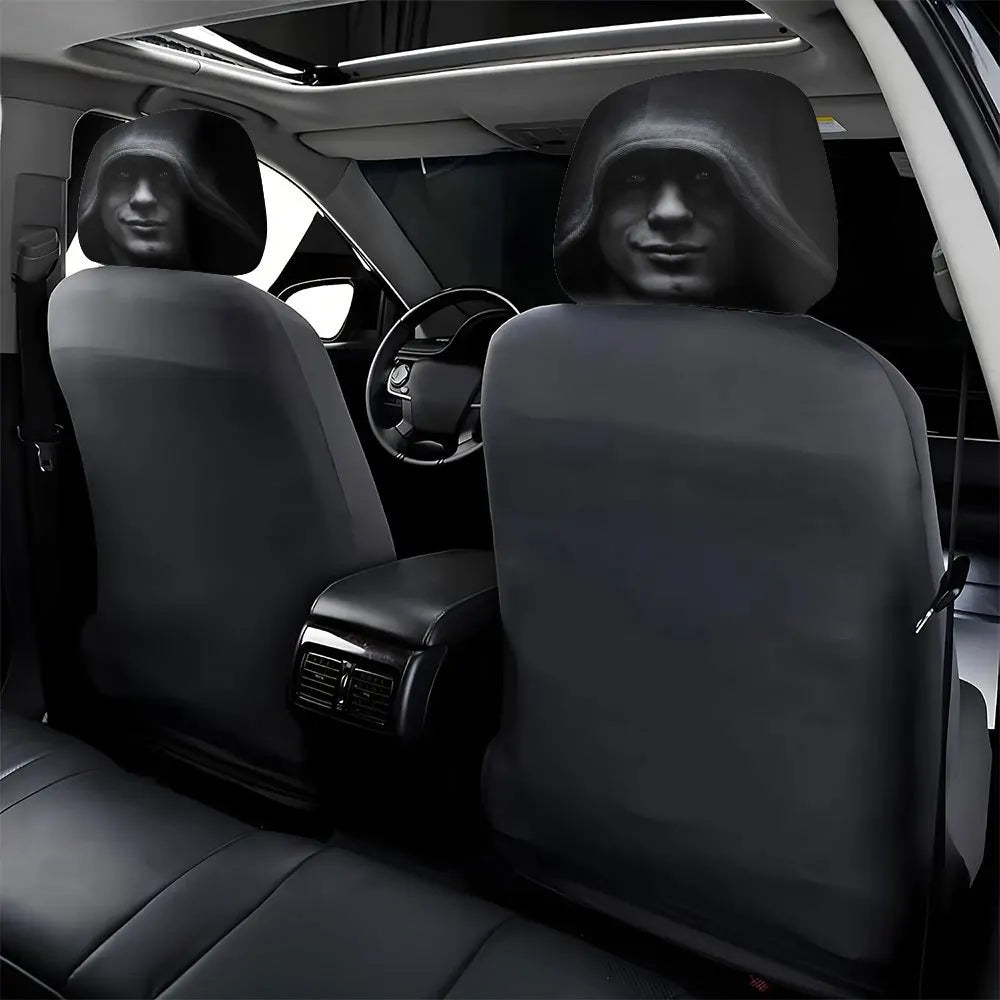 2pcs Dark Aesthetic Mysterious Portrait Print Car Headrest Covers Fit Interior