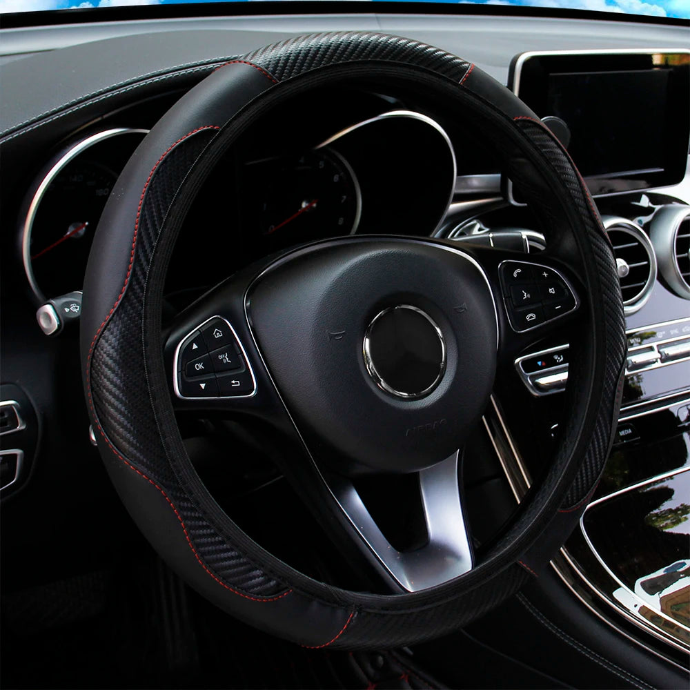 Car Steering Wheel Cover Breathable Anti Slip PU Leather Steering Covers