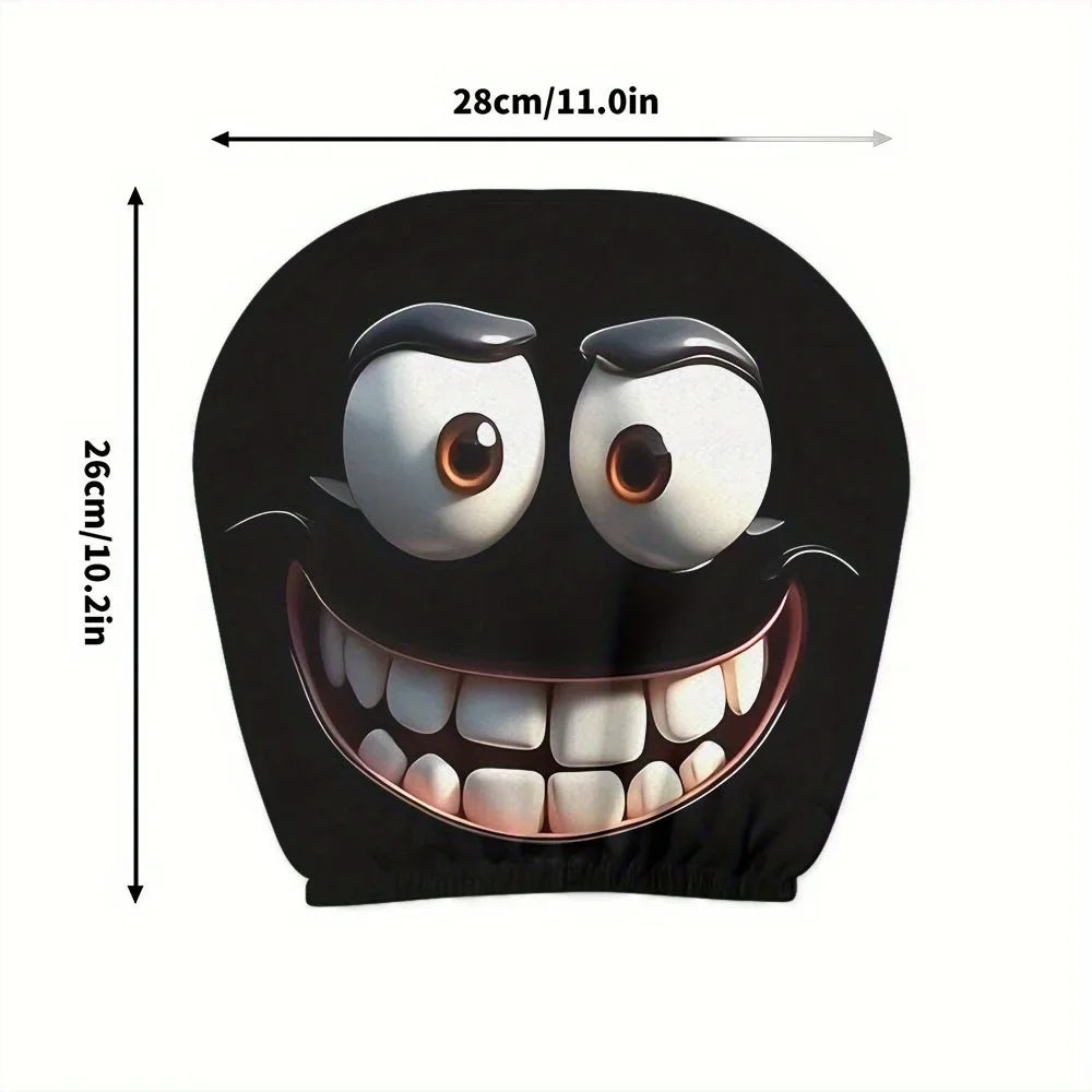 2pcs Smiley Face Printed Car Pillowcase Soft Comfortable Decorative Cushion