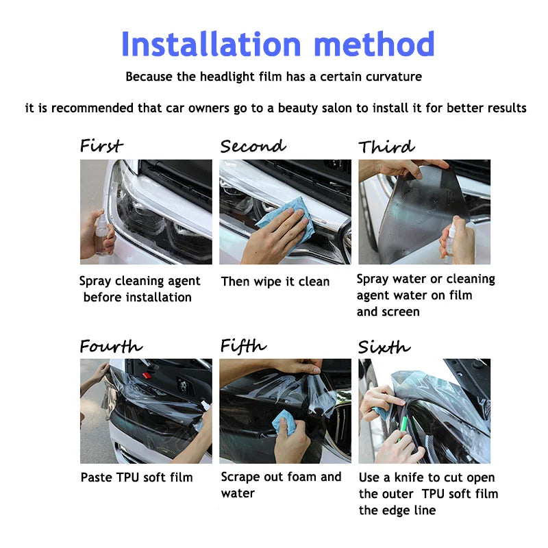 Black/purple TPU photochromic headlight film suitable for any car light decoration, scratch resistant, and protective stickers