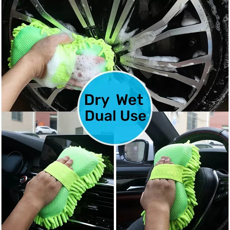 Microfiber Car Wash Sponge Cleaning Car Care Detailing Brushes Washing Towel Auto Gloves Styling Accessories