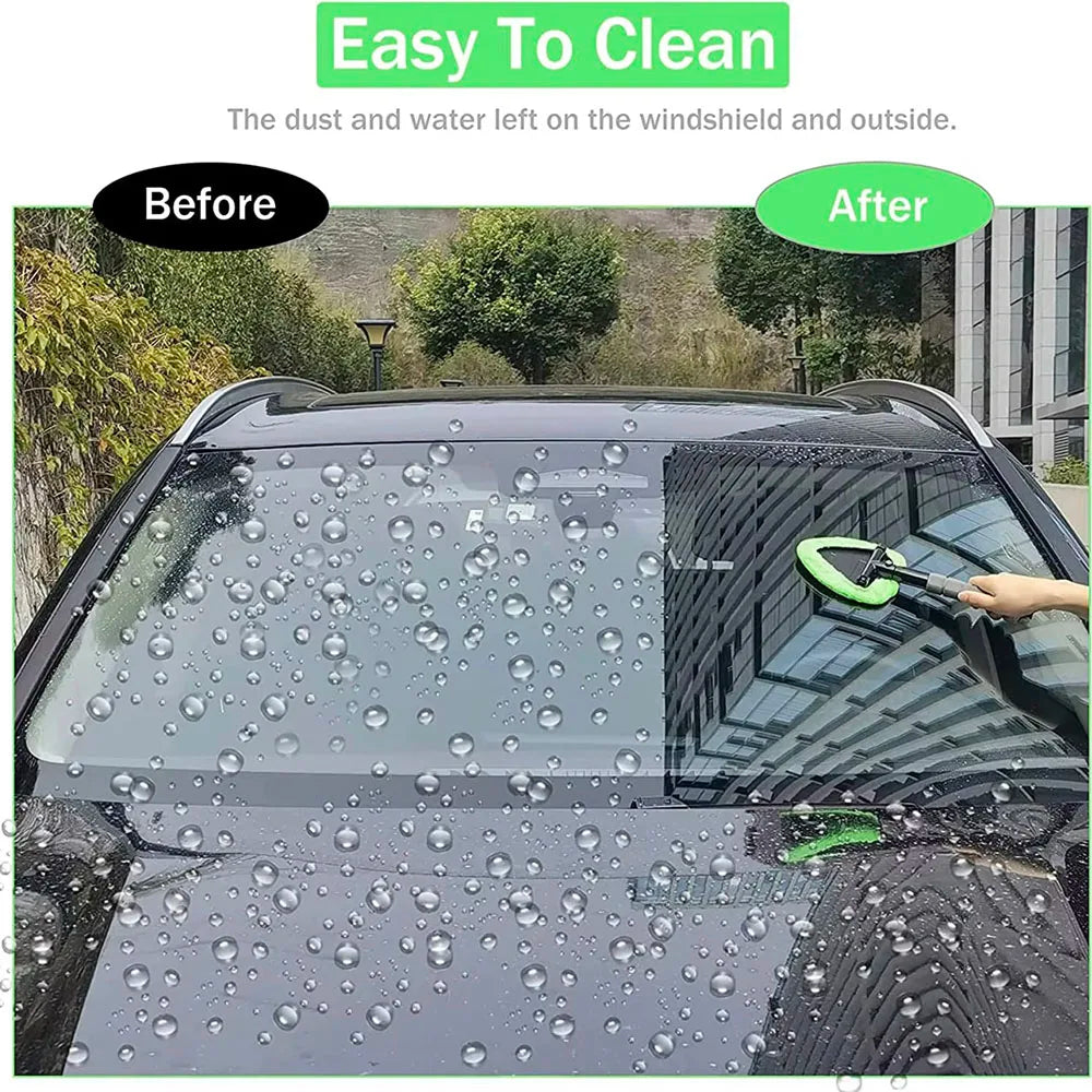 Telescopic Car Window Windshield Cleaning Brush Set Blue Microfiber Window Glass