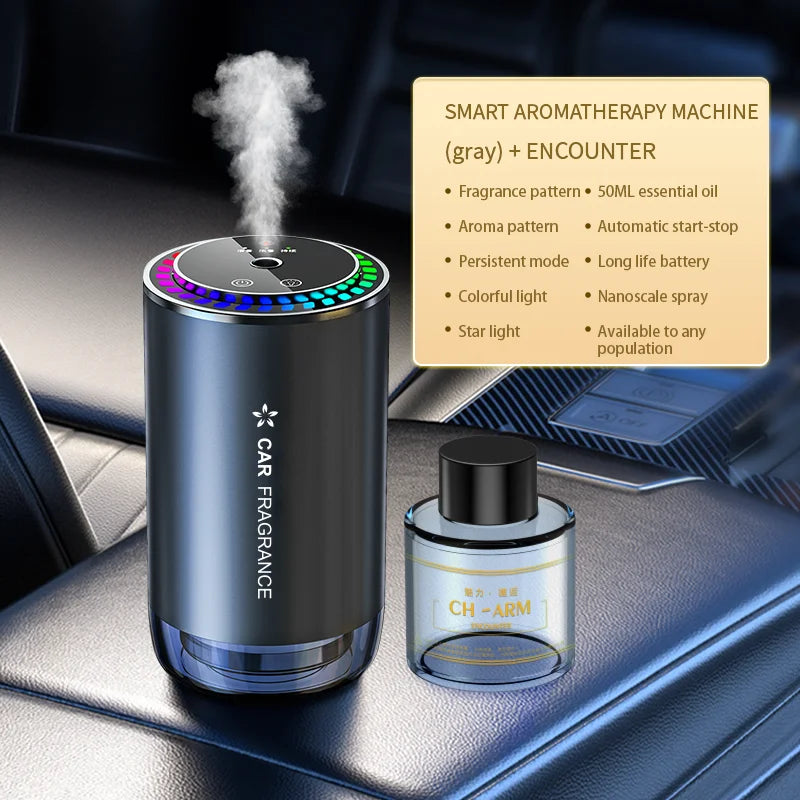 Car Aromatherapy Perfume with Automatic Spray Aluminum Alloy Metal Odor Remover